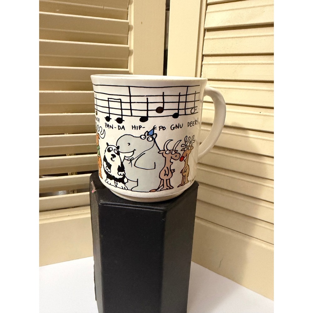 Vintage Sandra Boynton Wee Fish Ewe A Mare E-Grets Moose Christmas Coffee Mug